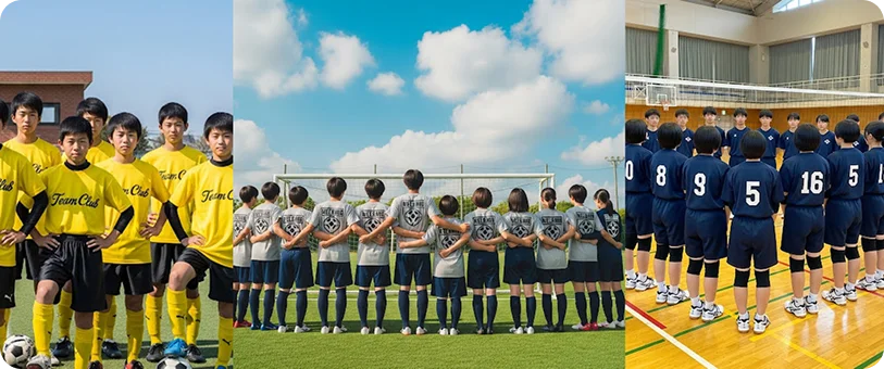 スポーツチーム・部活の移動着や練習着!